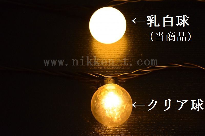 電源別売り ２芯グローブストリングライト 乳白球 ウォームホワイト 10灯 Ver.1